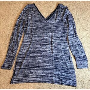 White House Black Market Long Sleeve Tunic Top Women s Large Navy Vneck Yoga